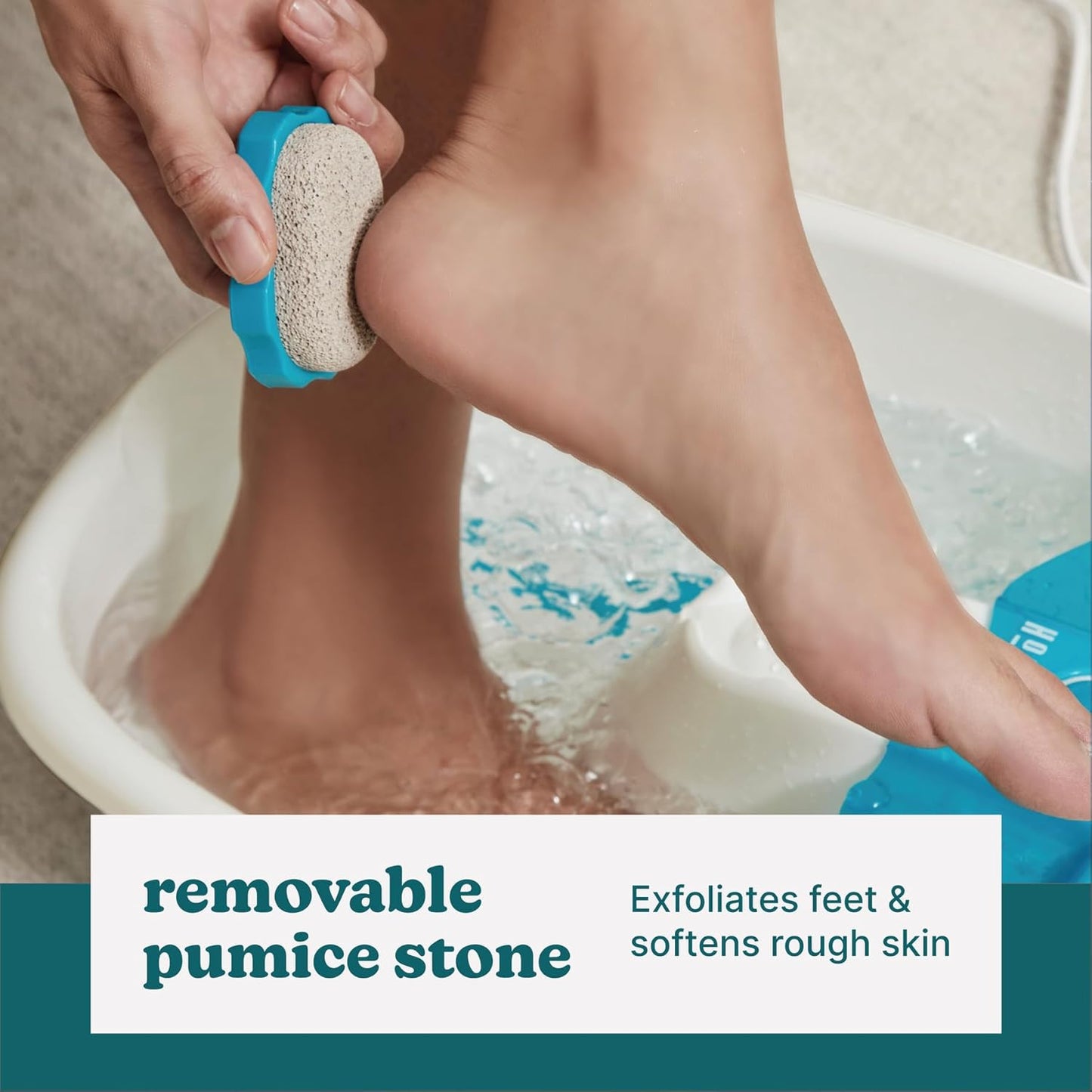 OMOMMD Bubble Mate Foot Spa, Toe Touch Controlled Foot Bath with Invigorating Bubbles and Splash Proof, Raised Massage Nodes and Removable Pumice Stone