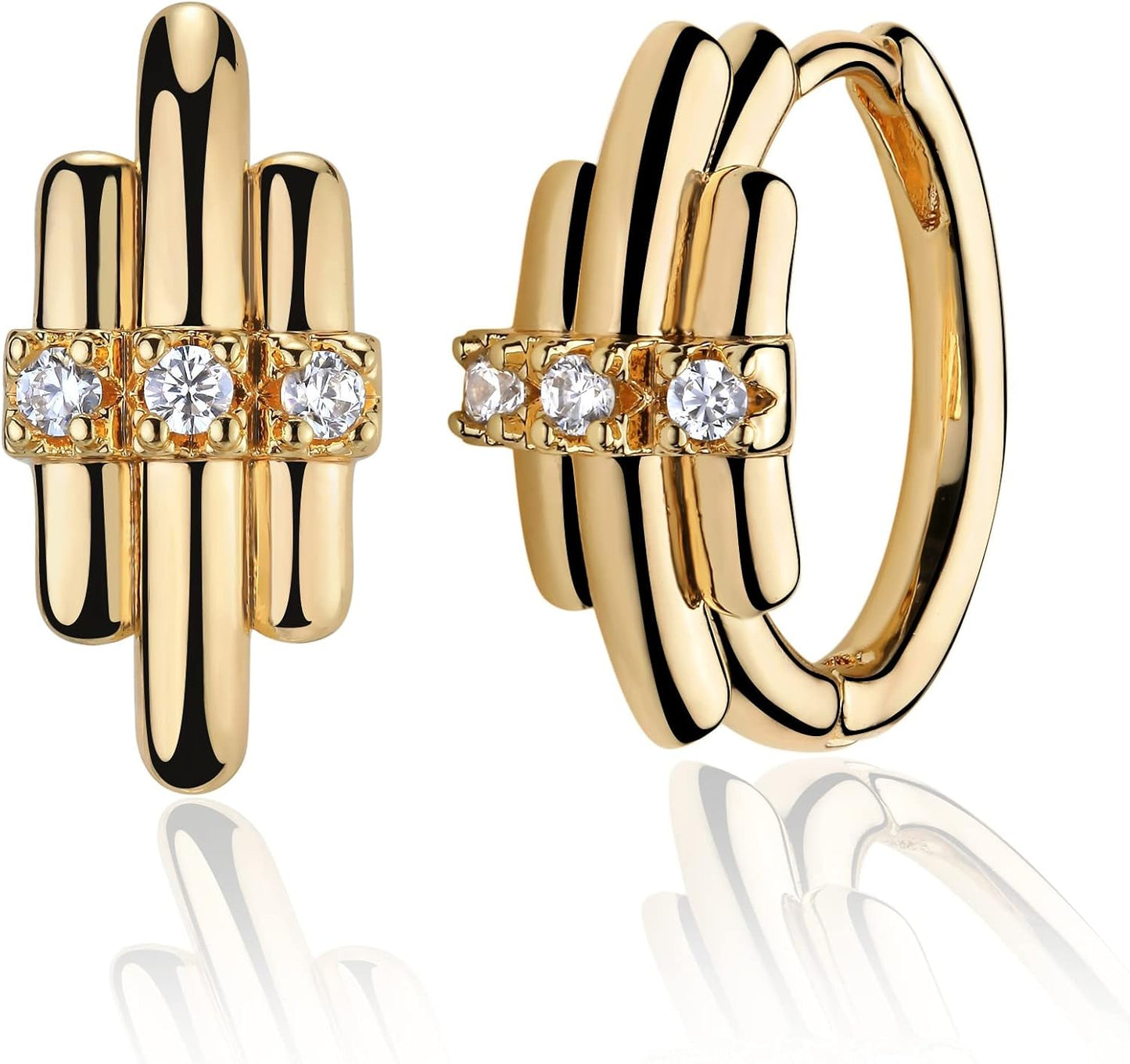 Cubic Zirconia Huggie Earrings 14k Gold Plated Tiny Earrings Small Huggie Hoop Earrings Simple Lightweight Hoops Gift for Women