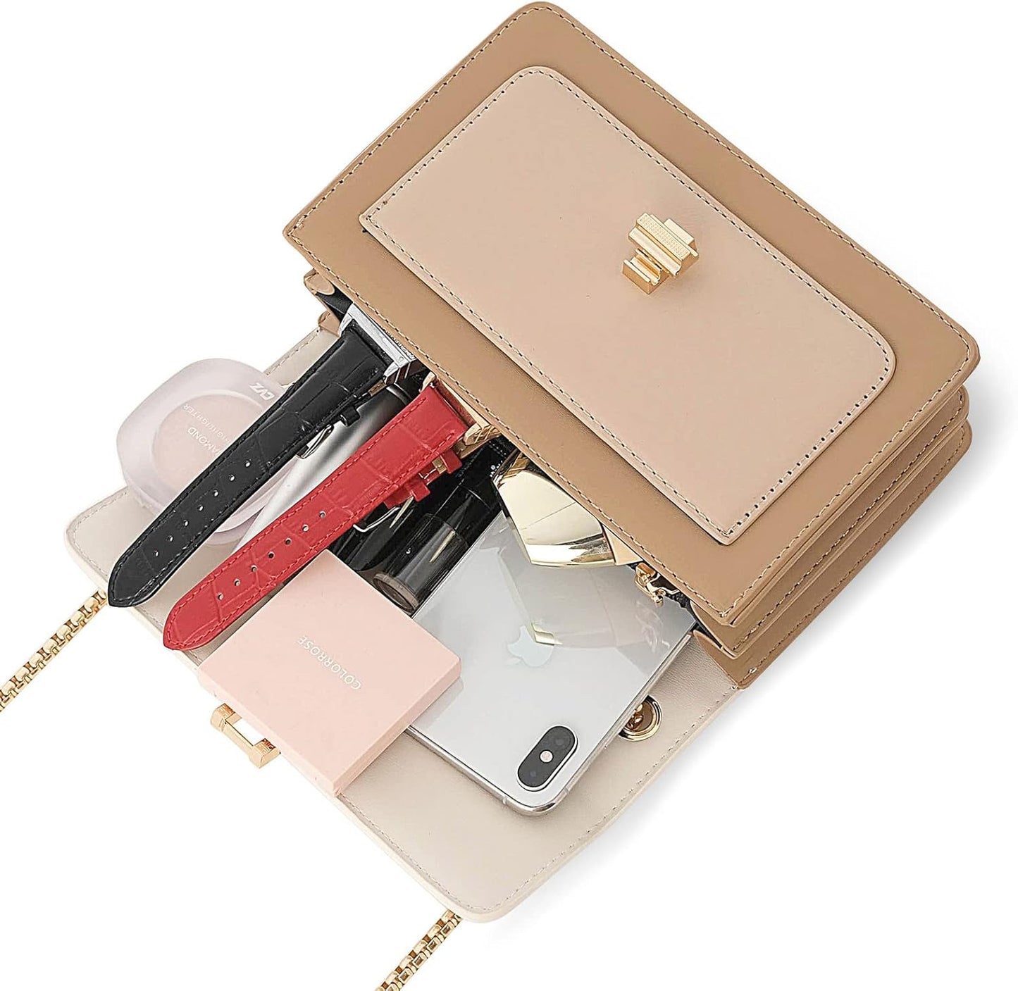 Color-Block Crossbody Bags for Women Leather Cross Body Purses Cute  Handbags Shoulder Bag