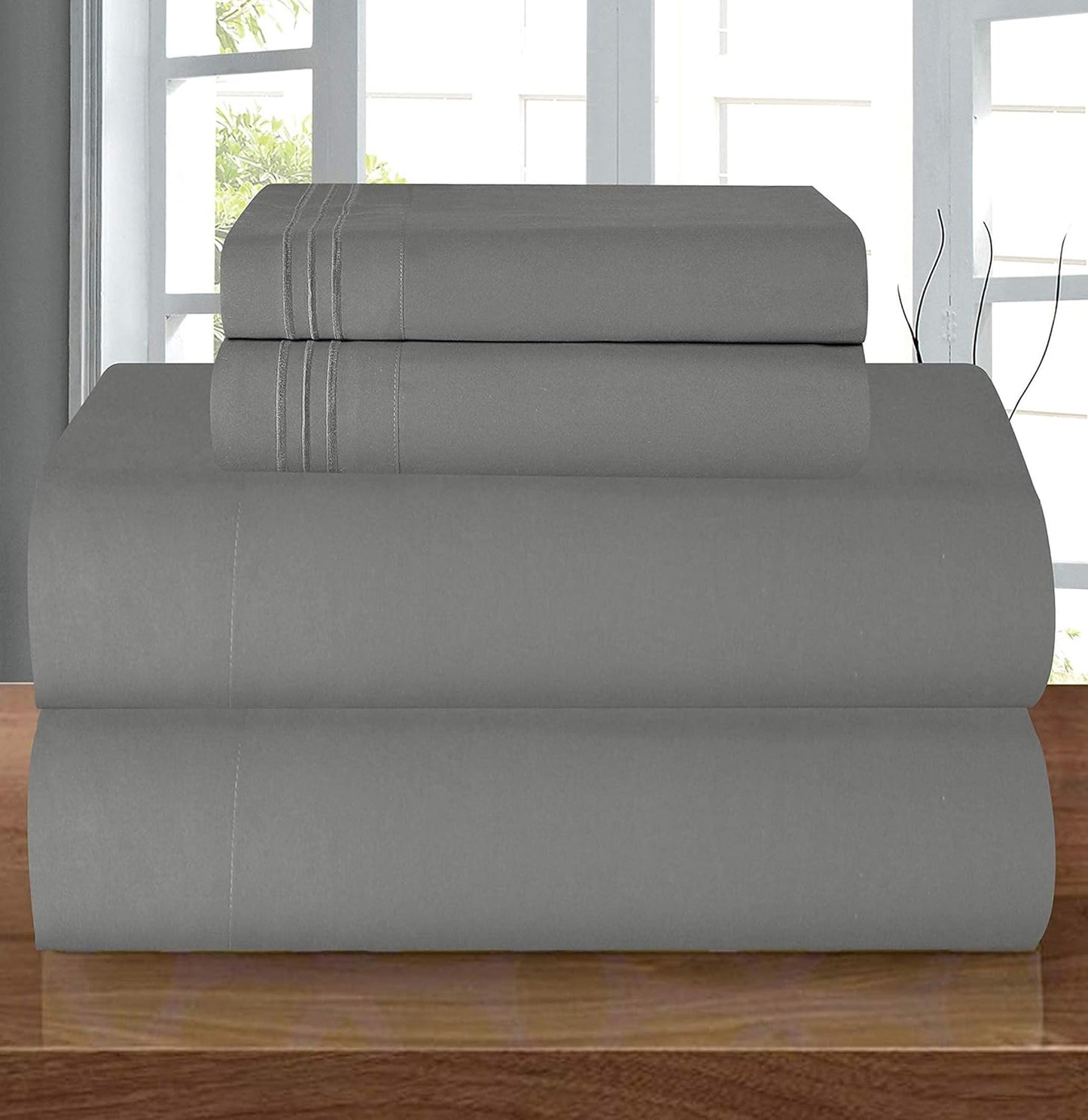 Resistant Coziest Bedding Set, All Around Elastic Fitted Sheet, Deep Pocket up to 16inch, Queen