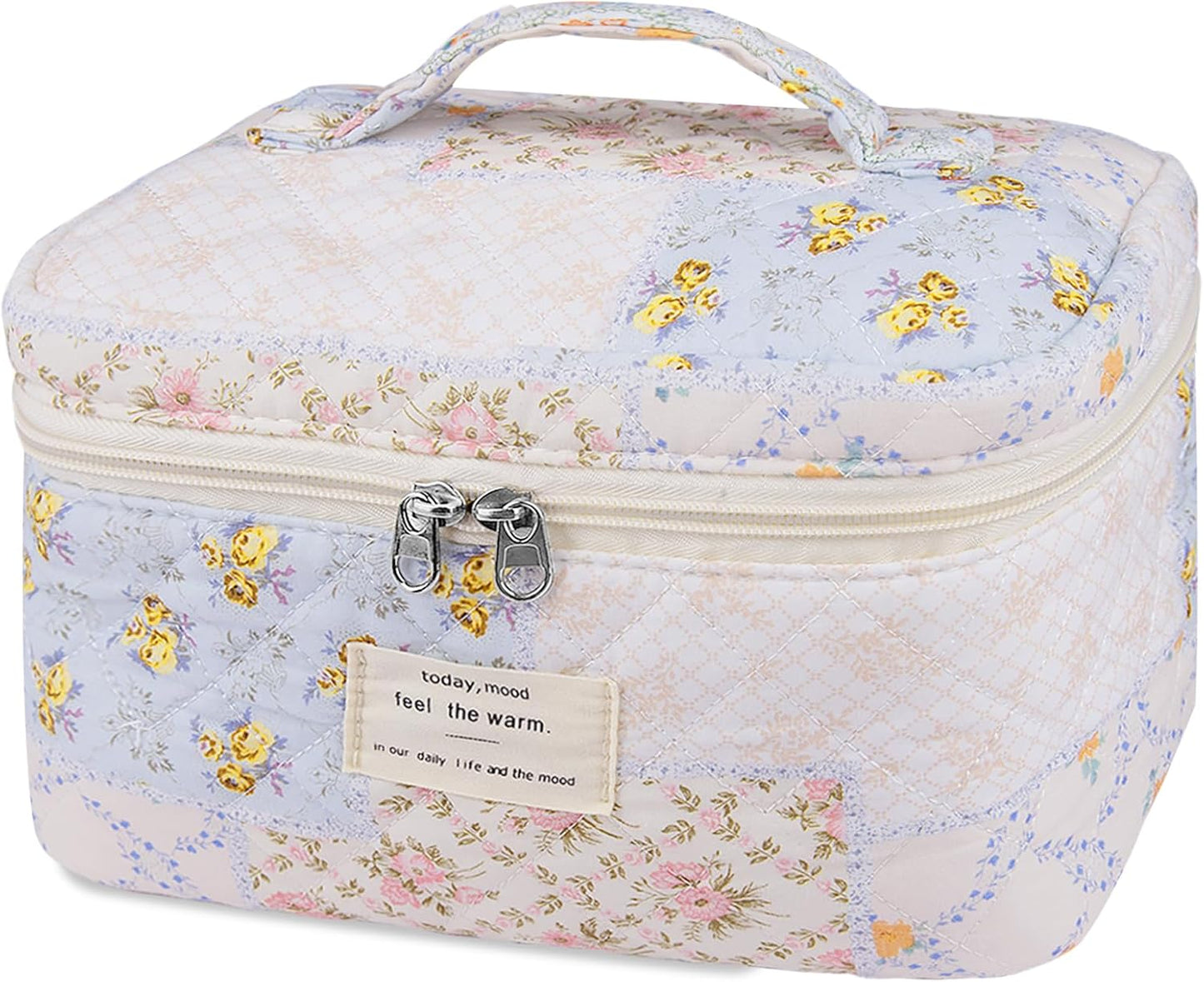 Large Makeup Bag, Cute Cosmetic Bag for Women Girls, Floral Coquette Aesthetic Toiletry Bag, Travel Make Up Organizer Bag (BDLH)