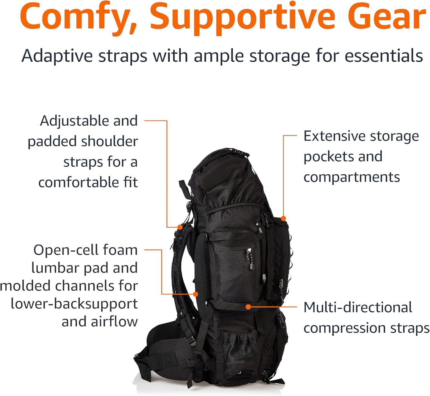 MOLLE Backpack with Internal Frame & Rain Cover for Tactical, Camping, Backpacking, Survival Travel