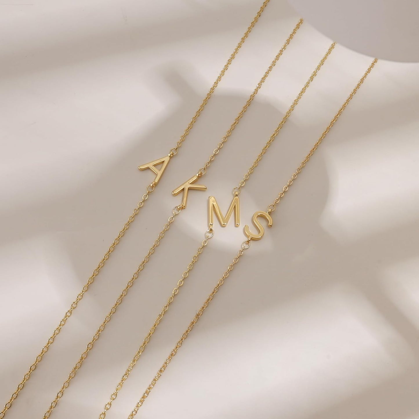 "14K Gold Plated Initial Necklace for Women, Dainty Sideways Letter Choker, Trendy Personalized Name Jewelry Gift, Minimalist Gold Necklace"