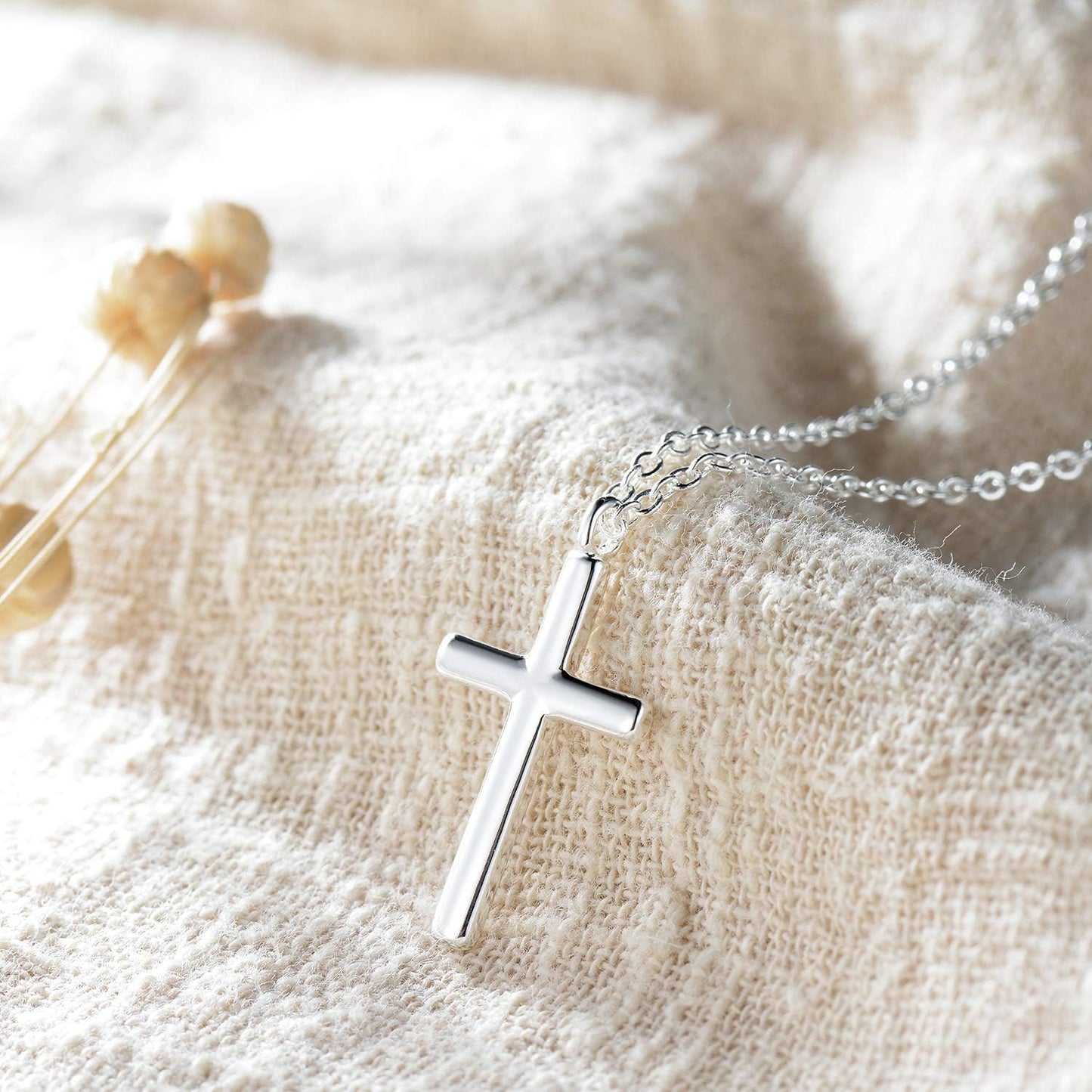 Cross Necklace 14K Plated Dainty Chain, Minimalist Faith Pendant Religious Prayer Jewelry Gift