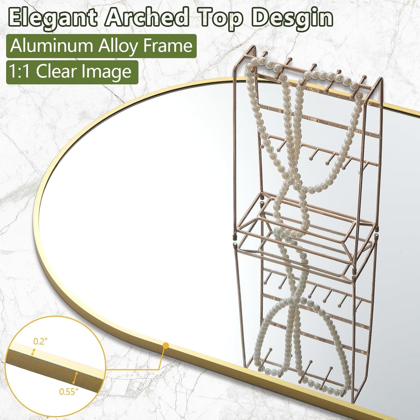 Arched Full Length Mirror, 70"x26" Free Standing Floor Mirror, Modern Full Body Mirrors with Stand