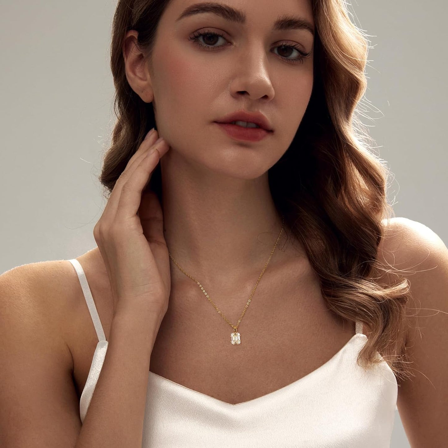 "Luxval Diamond Pendant 18K Gold Plated Necklace for Women, Dainty Choker Simple Gold Jewelry Gift for Girls"