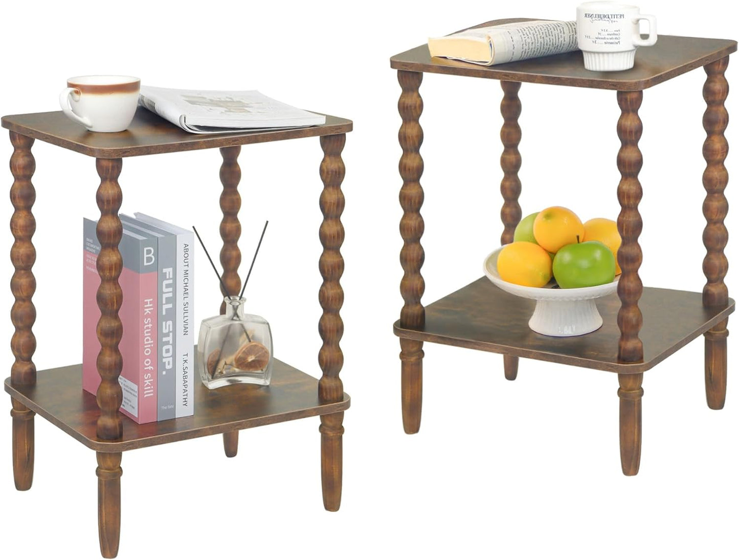 Side Table, Small End Table with Storage Shelf, 2-Tier Small Coffee Tables Living Room