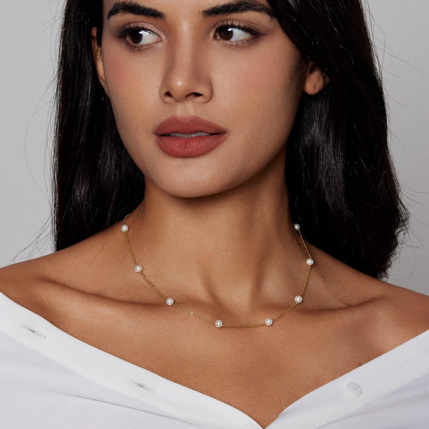 Pearl Choker Necklace, 4MM/6MM/8MM Dainty Round Imitation Pearl, Wedding Bridesmaid Jewelry Gift for Women