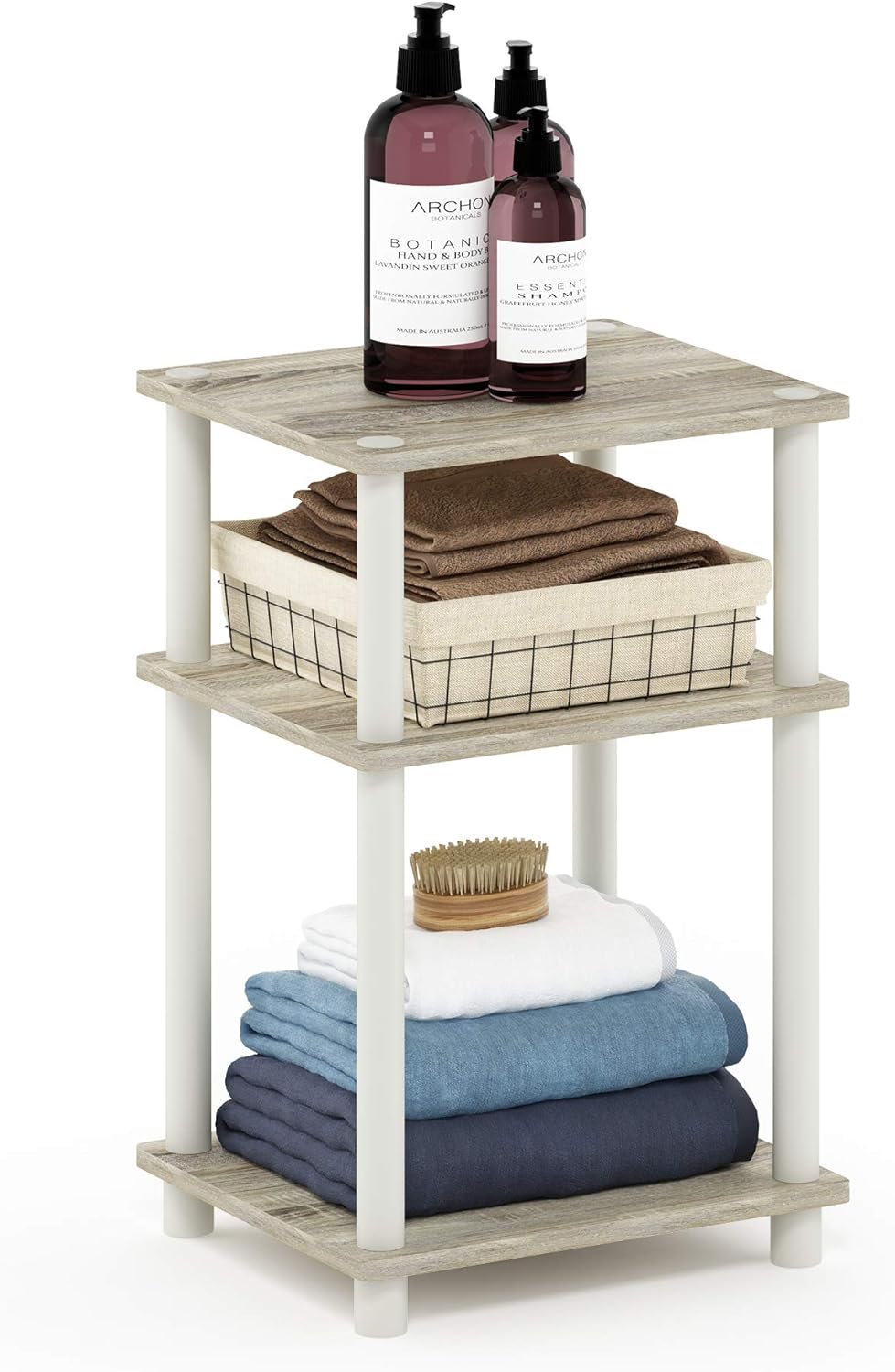 3-Tier End Table, Open Shelves Night Stand, Bedside Table, Toolless Assembly