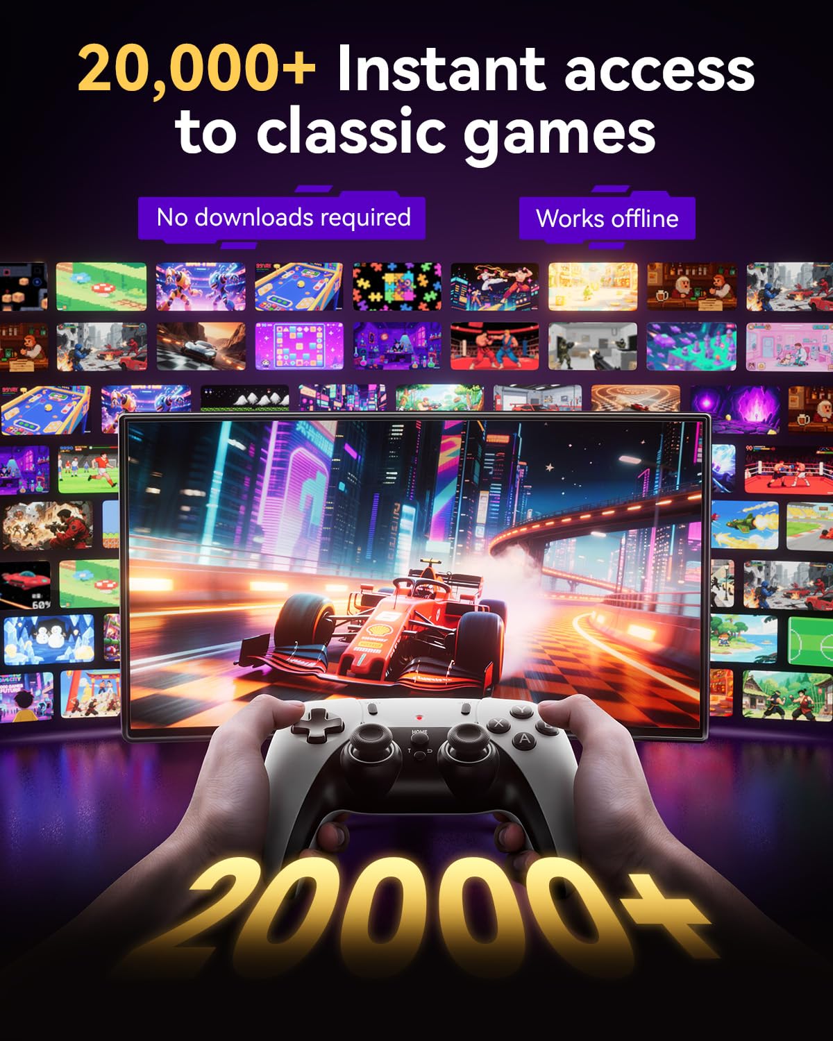 OMOMMD 2026 Upgraded Retro Gaming Console, Retro Game Stick, 4K HD HDMI TV Game Stick, Built-in Classic Video Games, Plug & Play Game Console for TV 2 Wireless Controllers (Black)