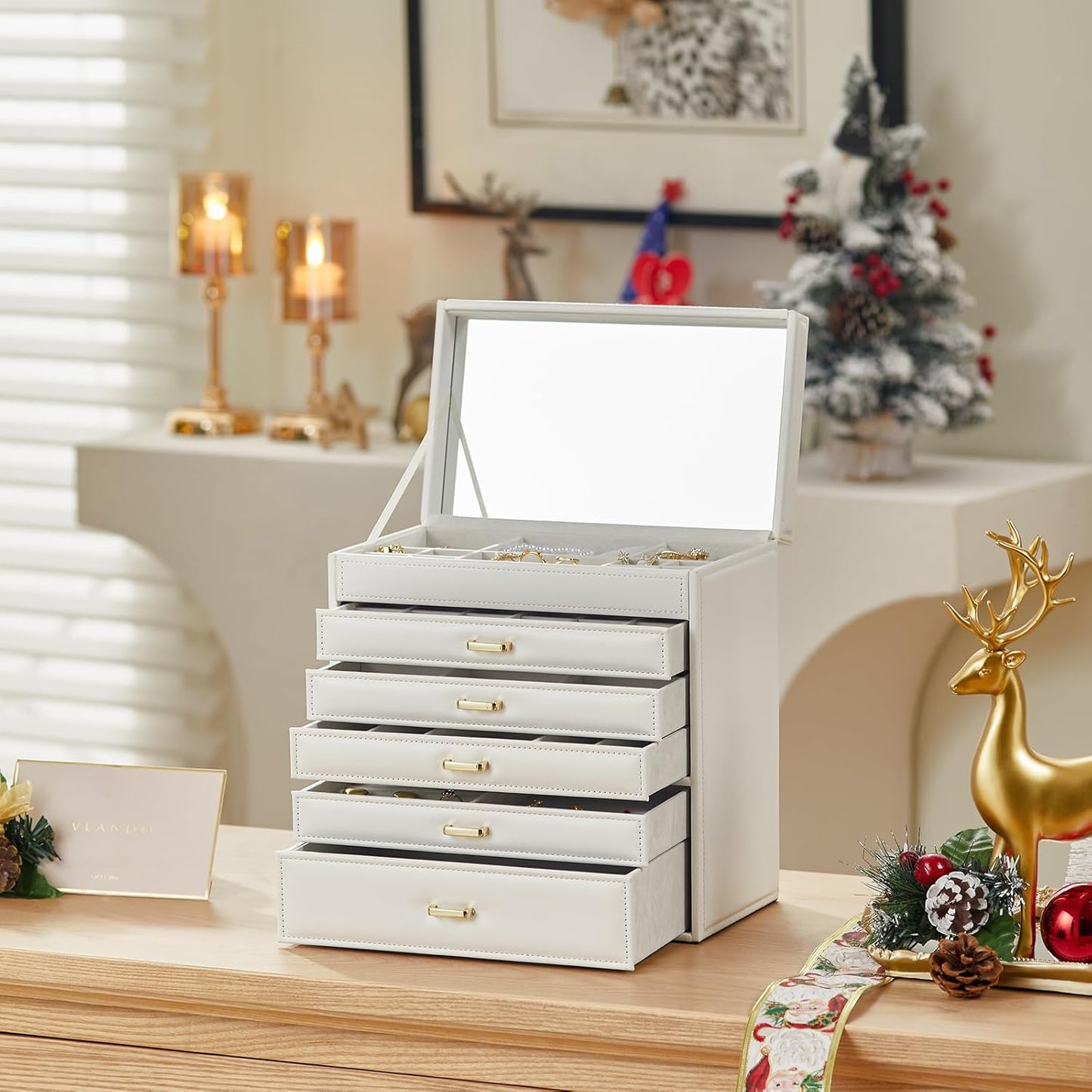 6 Layer Large Jewelry Box - Jewelry Box Organizer for Drawer Necklace Ring Bracelet and Watch