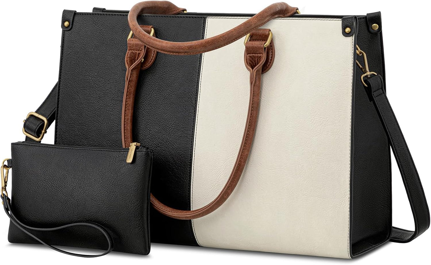 15.6 Inch Large Capacity Vintage Leather Work Computer Bag, Business Casual Shoulder Handbag