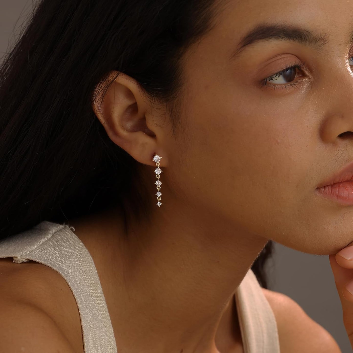 14K Gold Plated Butterfly Dangle Earrings for Women - Dainty, Trendy, CZ Drop Earrings - Simple Long Dangling Jewelry