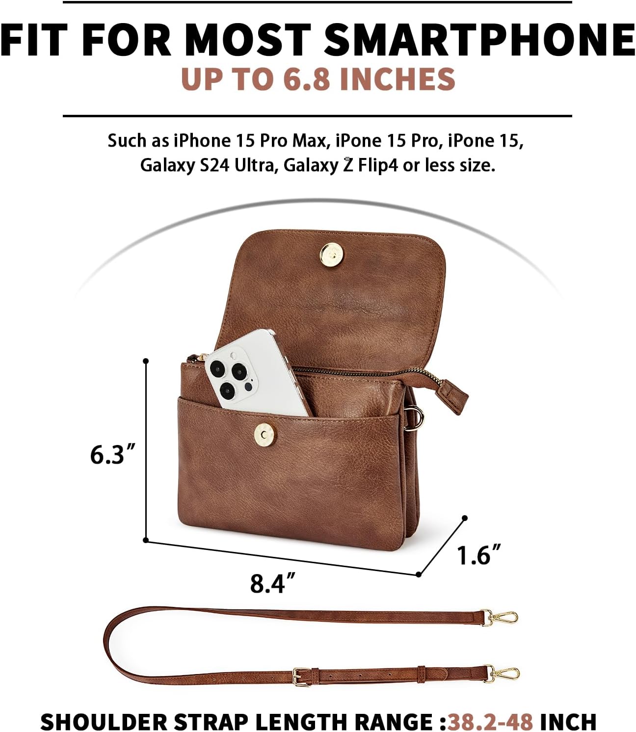 Small Crossbody Bags for Women, Vegan Leather Cell Phone Purse, Mini Travel Purse with Adjustable Strap
