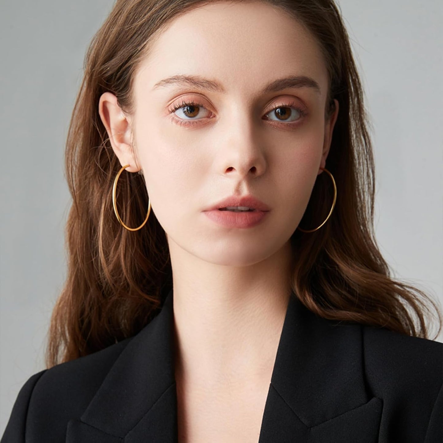 4 Pairs Silver Gold Hoop Earrings for Women | 14K Gold Plated Hoop Earrings Set Hypoallergenic Earring Lightweight
