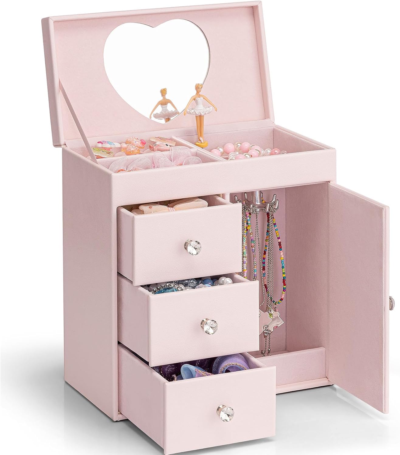 Musical Jewelry Box Girls, with Ballerina for Birthday Bedroom Decor, 4 Layer Girl Jewelry Gifts