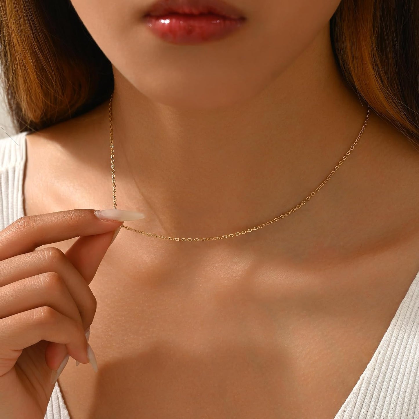 Dainty Gold Chain Necklace For Women - 18K Gold Plated Coin Disc Choker With Beaded & Paper Clip Layered Chain, Everyday Jewelry Gift