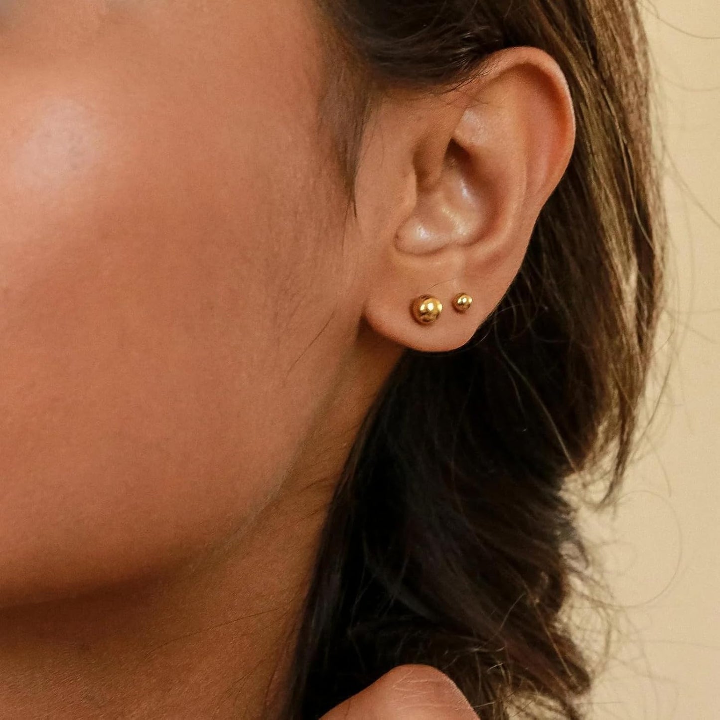 5 Pairs 14K Gold Plated Stud Earrings for Women, Hypoallergenic Earring Sets for Multiple Piercing, Premium Cubic Zirconia Studs