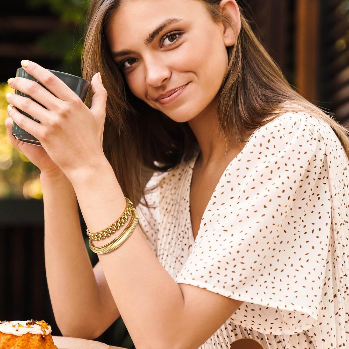 2pcs Gold Chain Link Bracelet, Stainless Steel Crystal Friendship Bracelets Bangle,Watch Band Chains Wristband