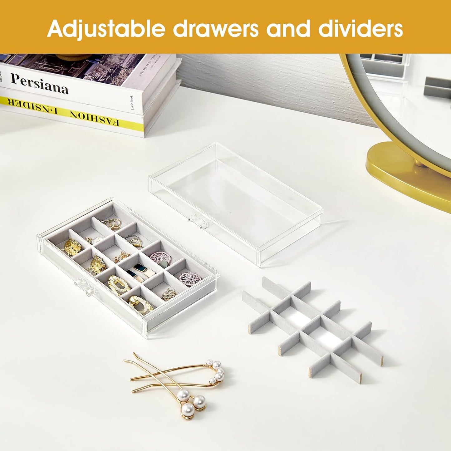 5 Layers Earring Holder Organizer Jewelry Box with 5 Drawers, Acrylic Clear Earring Case with