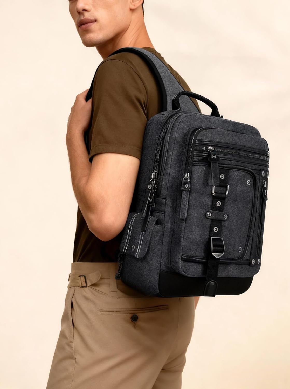 Messenger Bag for Men Canvas Sling Bag Crossbody  Laptop Shoulder Bag Hiking Daypacks Casual
