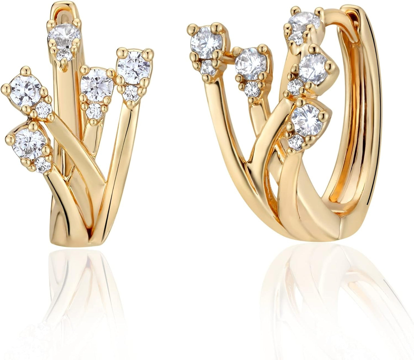 Cubic Zirconia Huggie Earrings 14k Gold Plated Tiny Earrings Small Huggie Hoop Earrings Simple Lightweight Hoops Gift for Women