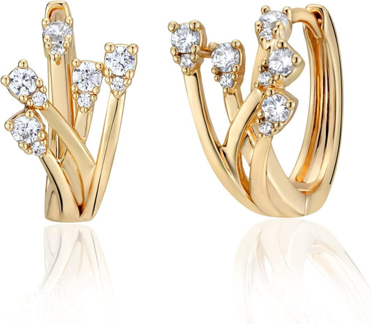 Cubic Zirconia Huggie Earrings 14k Gold Plated Tiny Earrings Small Huggie Hoop Earrings Simple Lightweight Hoops Gift for Women
