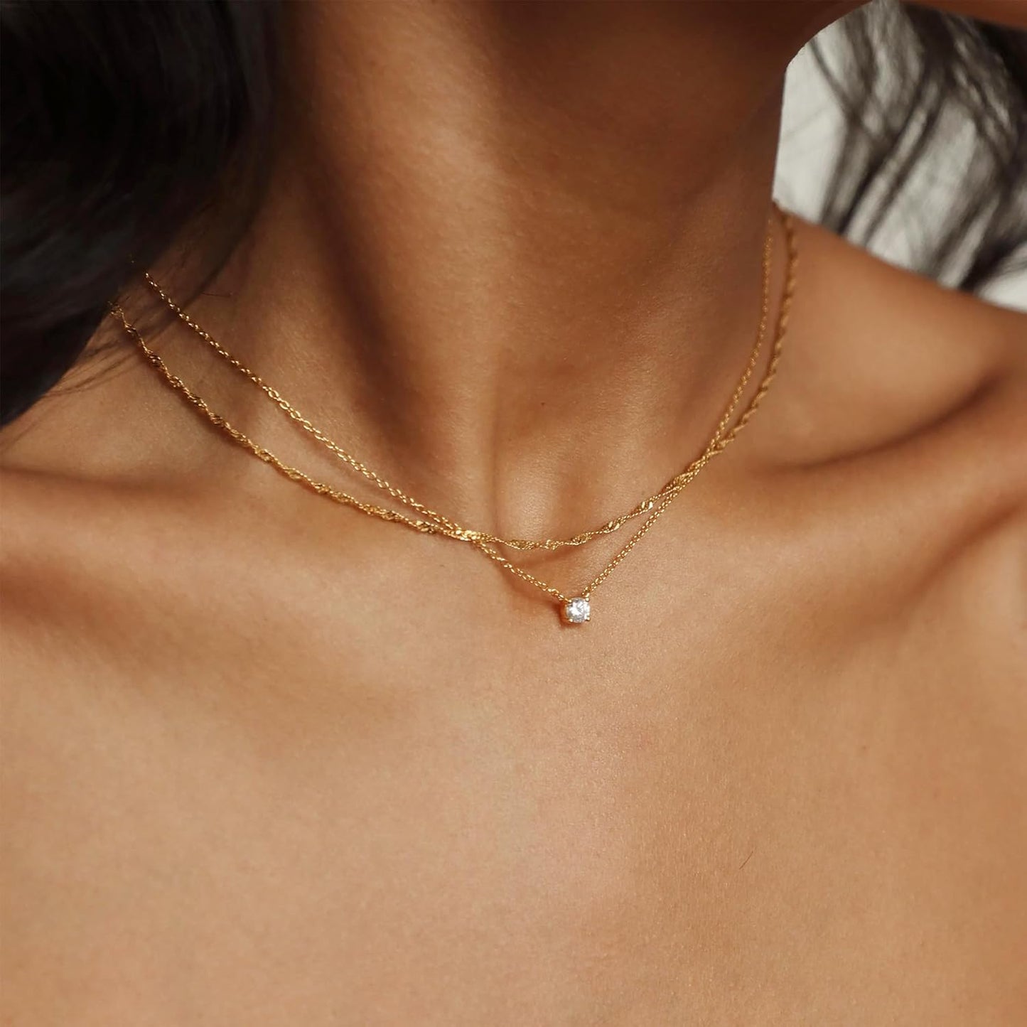18K Gold Plated Chain | Adjustable Dainty Necklace (16-26") - Minimalist Everyday Jewelry Gift for Her