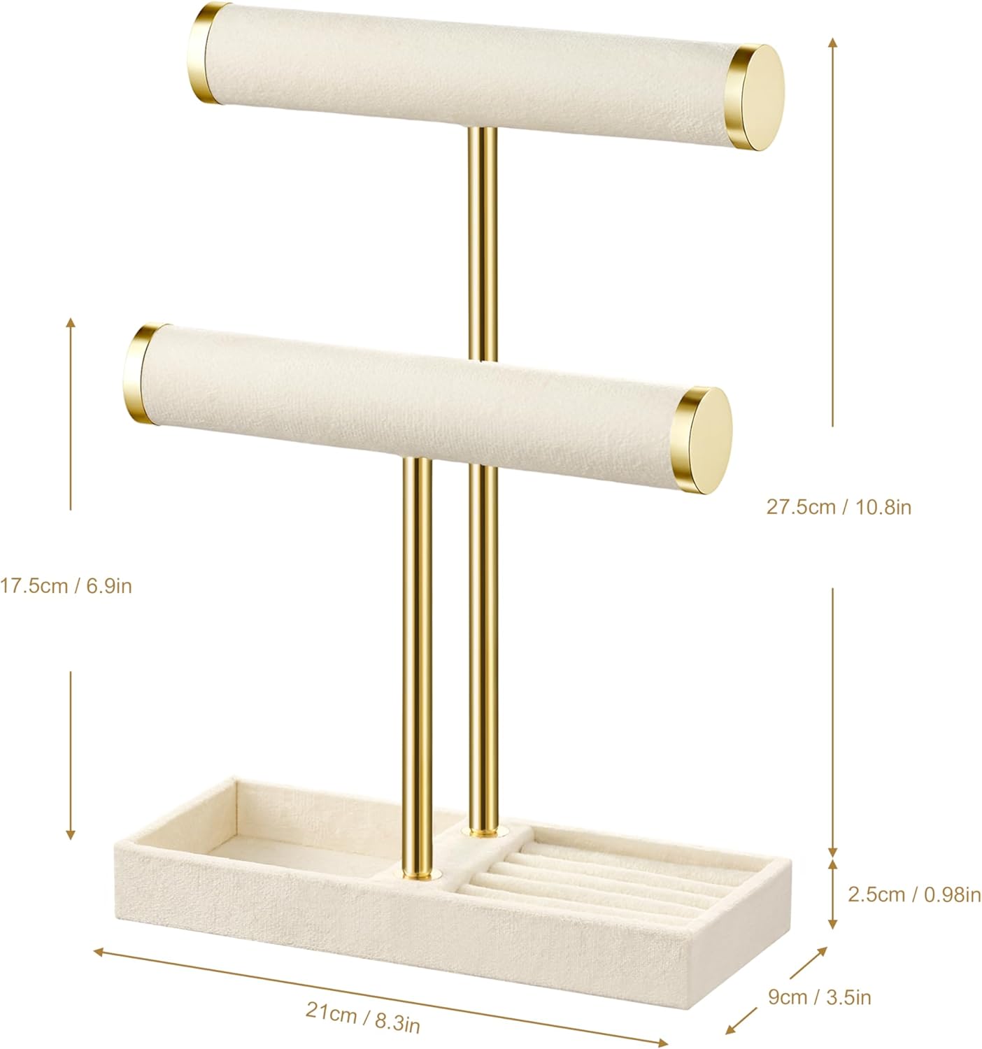 2 Tier Bracelet Holder Display - Detachable T Bar Bracelet Holder, Jewelry Holder Organizer