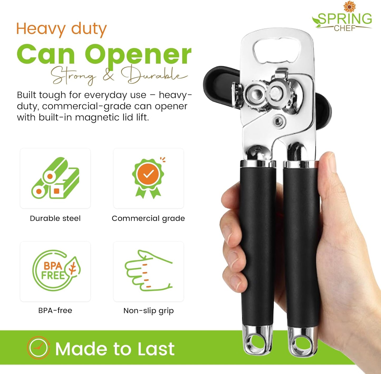 Manual with Soft Grip Handles, Easy Turn - Magnetic Lid Remover
