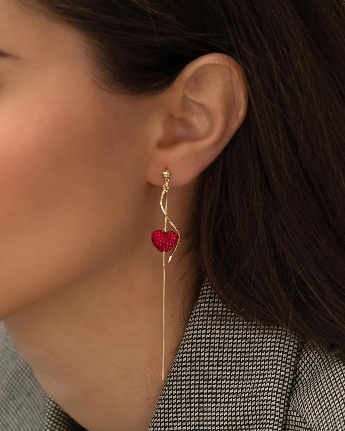 Dangle Earrings for Women- 14K Gold Plated Butterfly Heart Star Hoop Chain Tassel Design Long Dangle Earrings