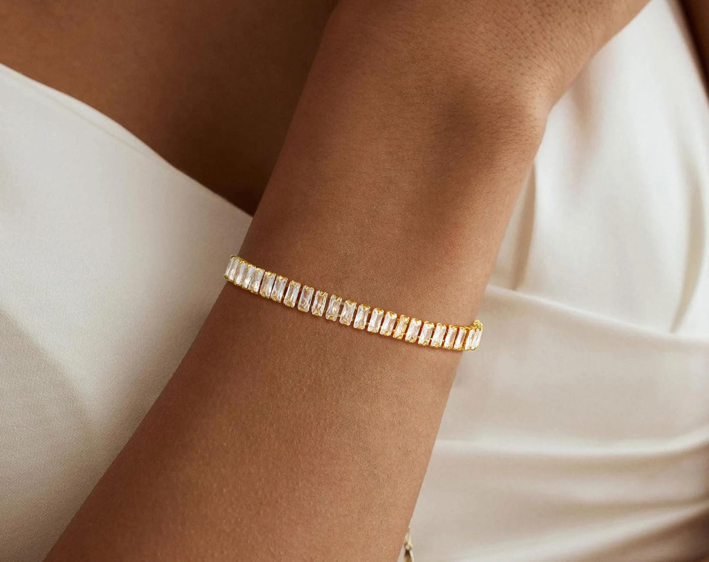 Dainty Gold Bracelet for Women 18K Gold Plated Tennis Evil Eye Cross Bracelet Trendy Classic Festival Jewelry Gifts