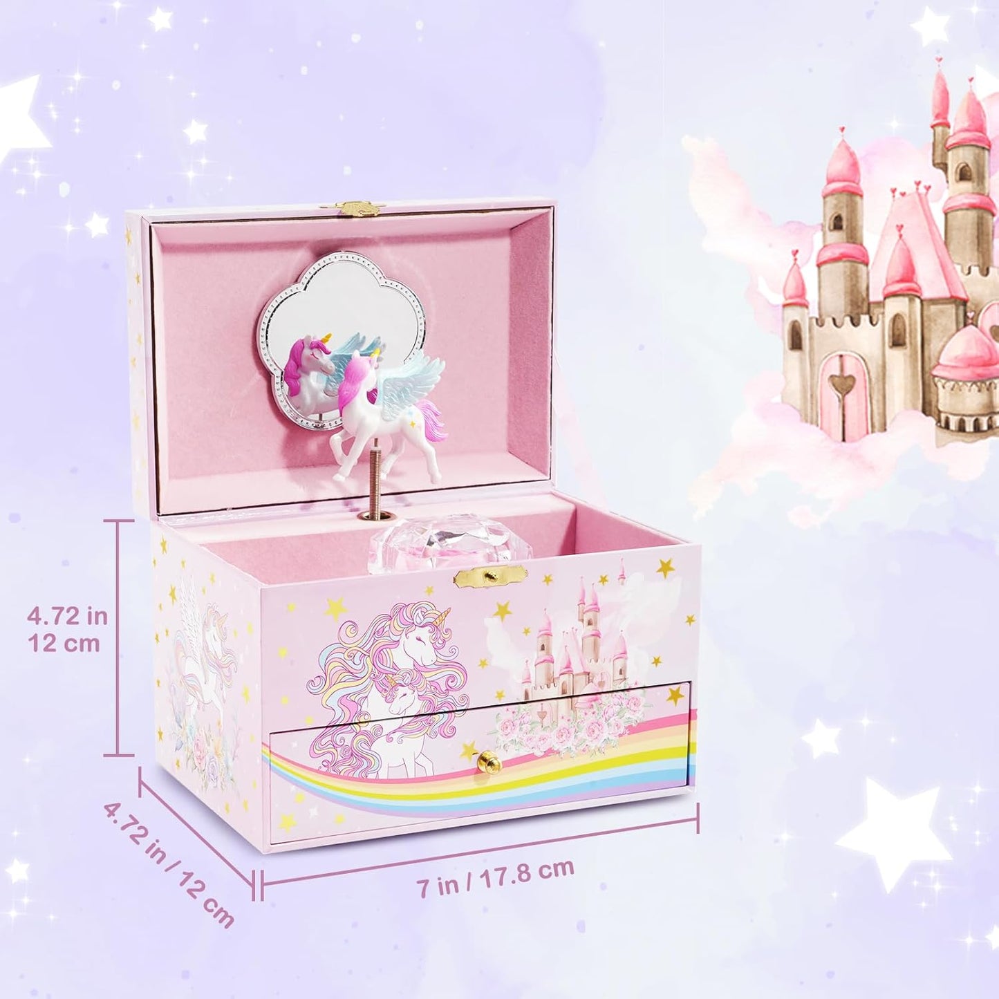 Children's Jewelry Box, Kids Jewelry Organizer with Unicorn for Little Girls, Jewelry Case Gift