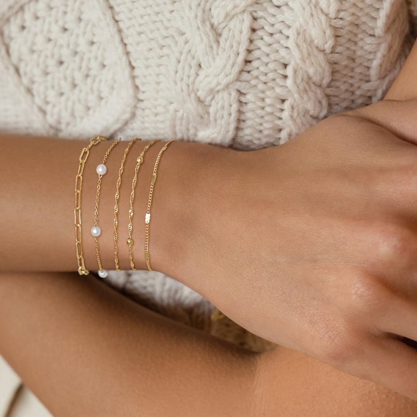 Gold Bracelets for Women Non Tarnish, 14K Gold Plated Chunky Cuff Bracelet Gold Bangles Bracelet for Women Trendy