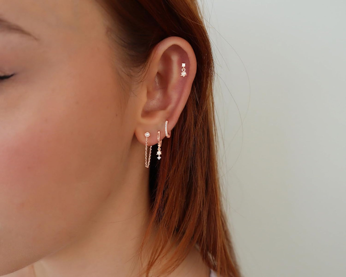 Gold Earrings for Women, 14k Gold Plated Dangle Huggie Earrings for Women Trendy Dainty Gold Hoop Earring Stacks  Pearl Chain Drop Cartilage