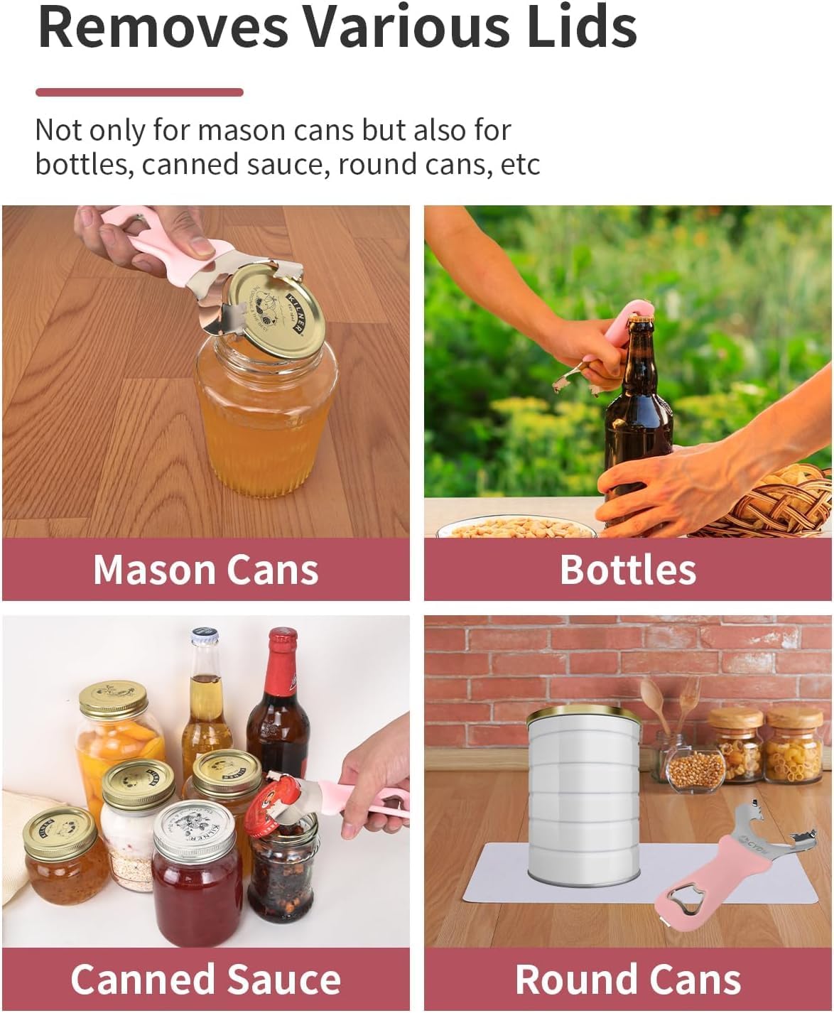 No-Dent Mason Jar Opener Tool - Multi-Purpose Handheld Can & Bottle Opener