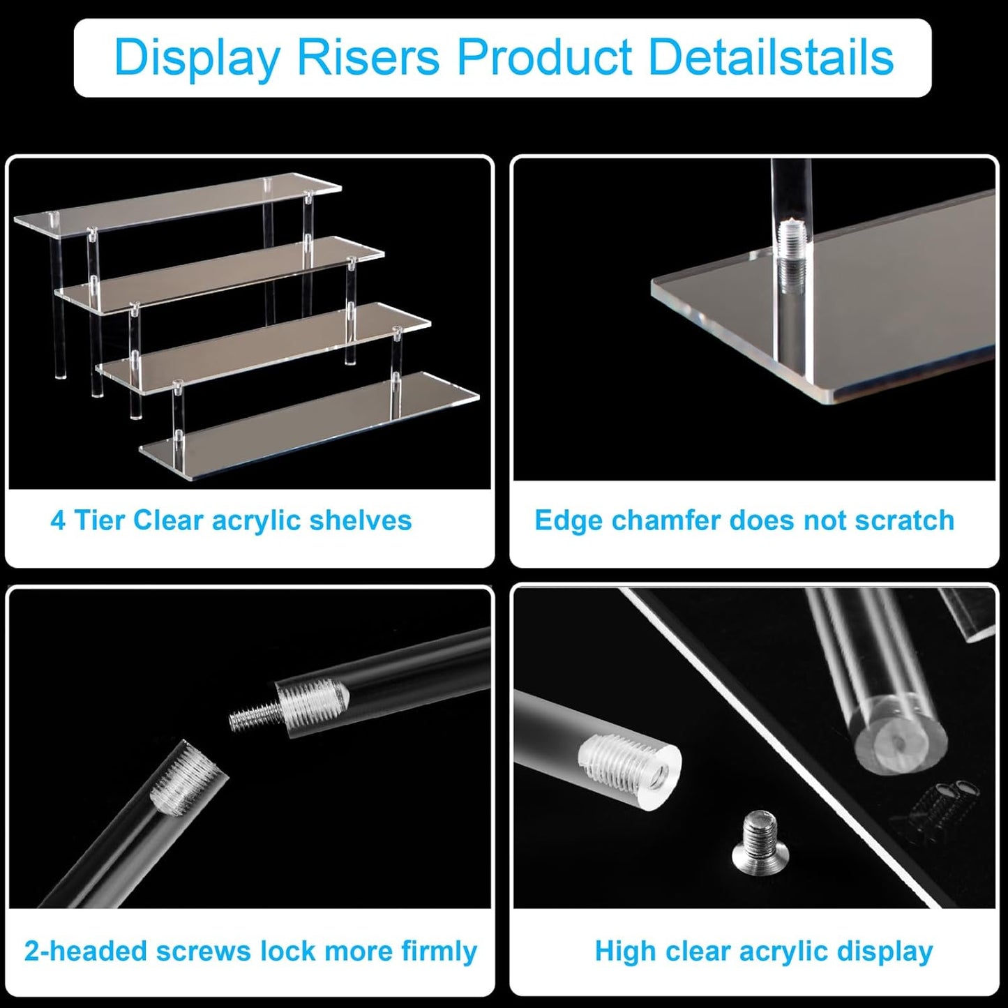 4 Tier Acrylic Perfume Organizer Stand, Clear Display Risers for Perfume, , Cosmetic, Skincare