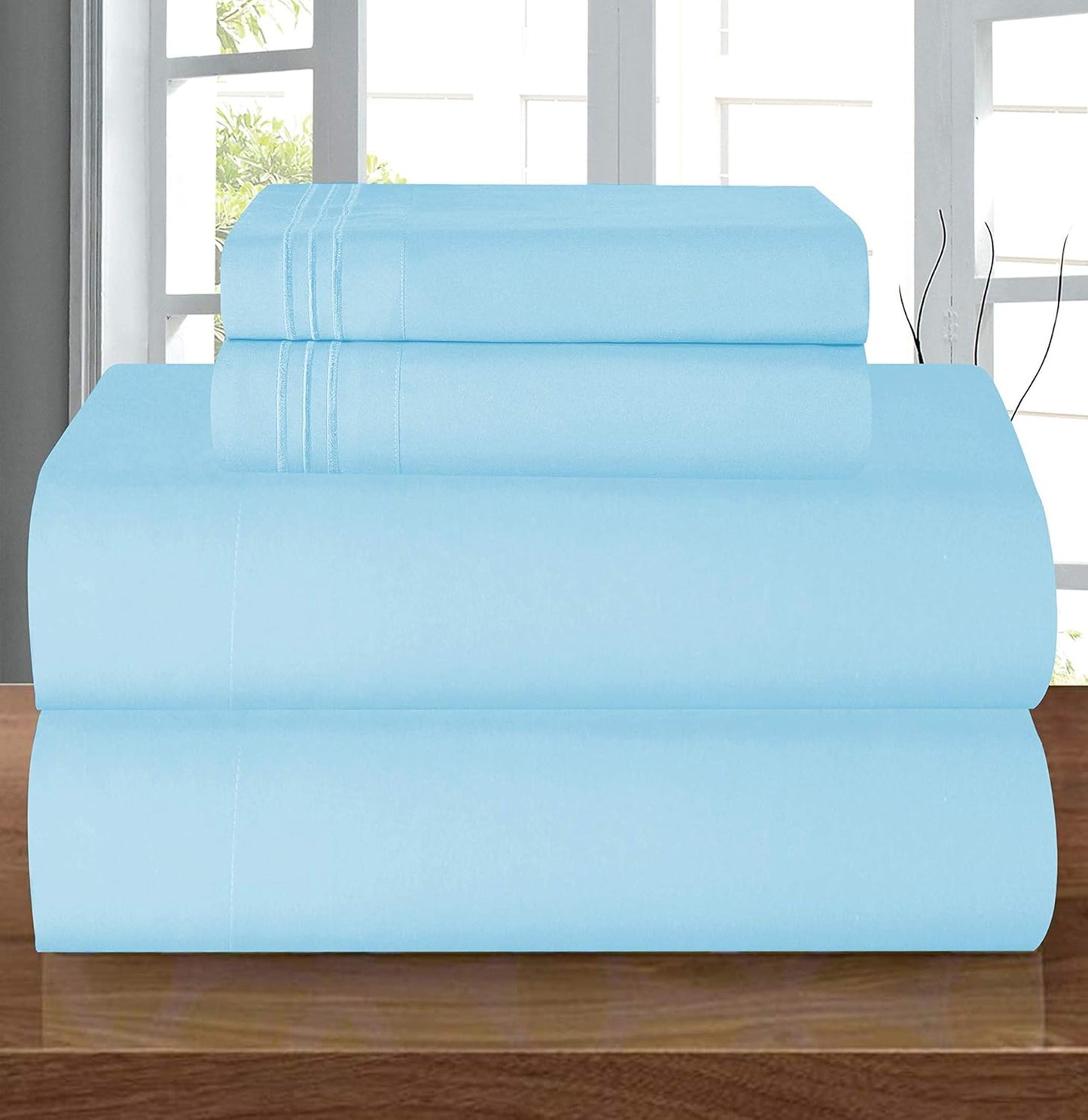 Resistant Coziest Bedding Set, All Around Elastic Fitted Sheet, Deep Pocket up to 16inch, Queen