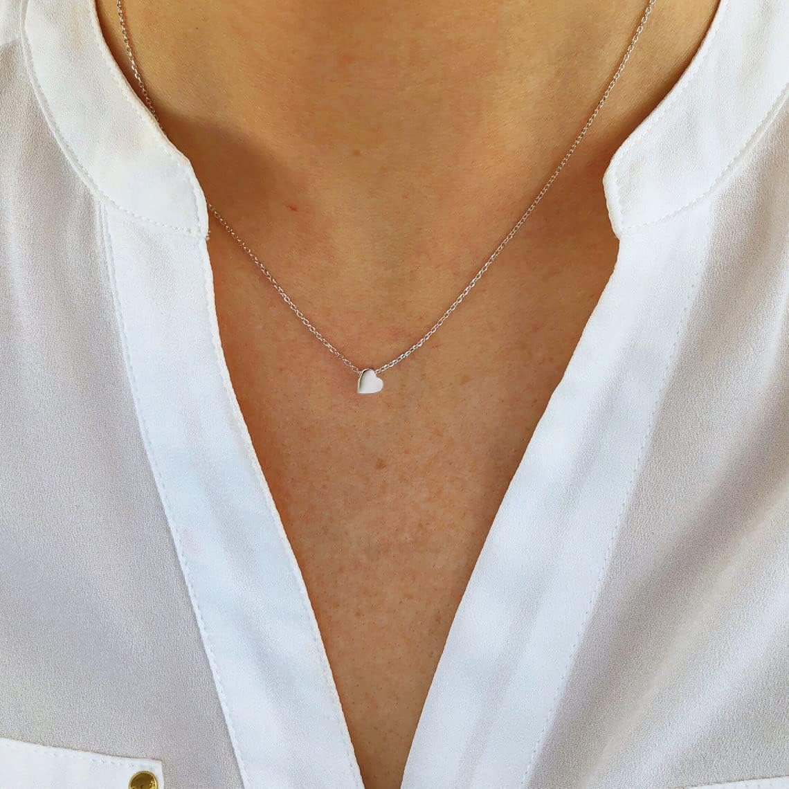 Dainty Gold Necklace - 14K Gold Plated Heart, Star & CZ Leaf Pendant, Everyday Minimalist Jewelry for Women