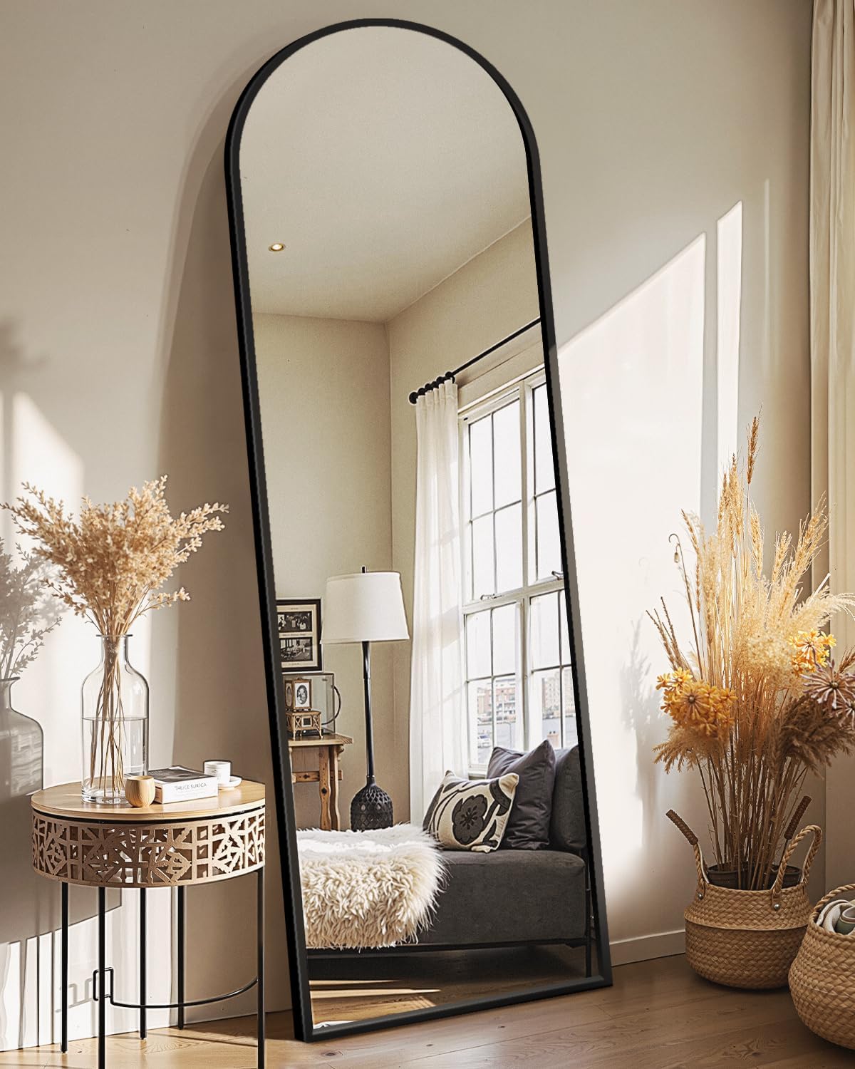 Arched Mirror Full Length,Standing Mirror Full Body,Large Floor with Stand
