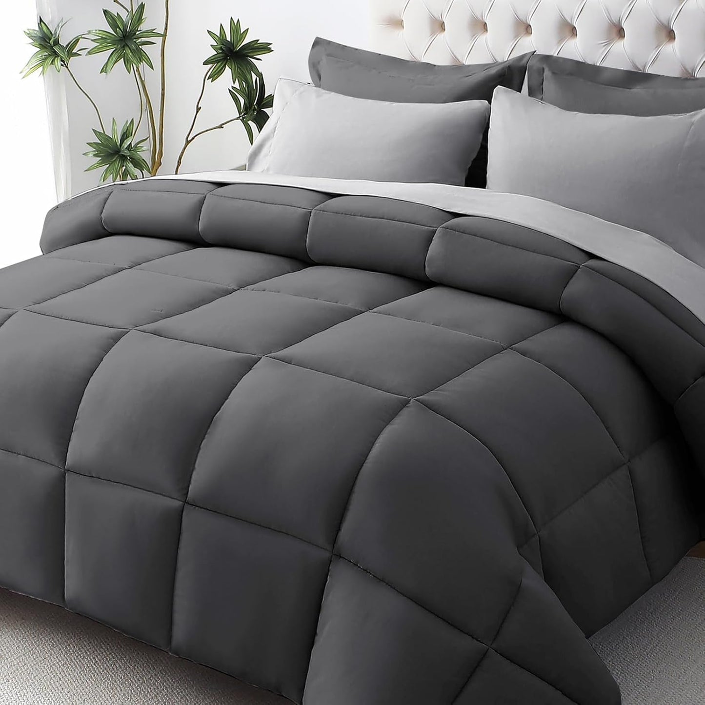 Queen Comforter Set, Ultra-Soft Bed in a Bag Queen Size 7 count