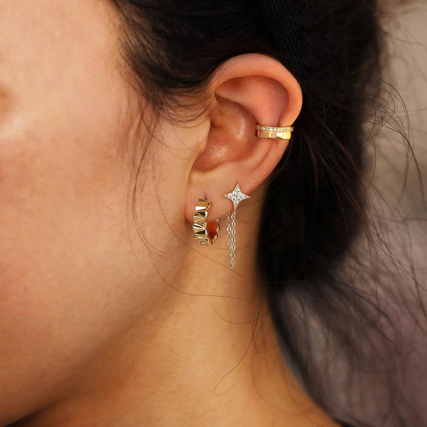 Cubic Zirconia Huggie Earrings 14k Gold Plated Tiny Earrings Small Huggie Hoop Earrings Simple Lightweight Hoops Gift for Women