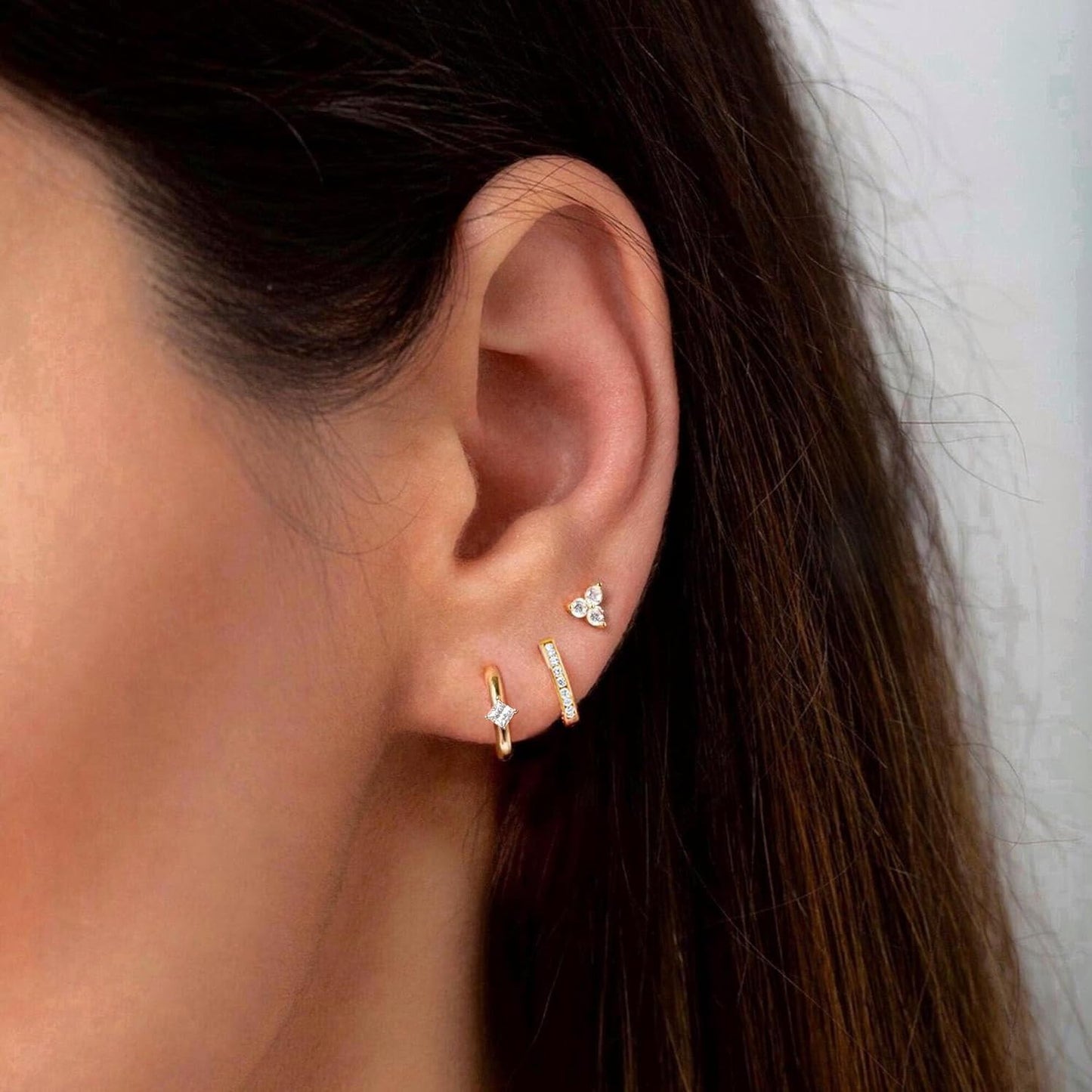 Gold Earrings for Women, 14k Gold Plated Dangle Huggie Earrings for Women Trendy Dainty Gold Hoop Earring Stacks