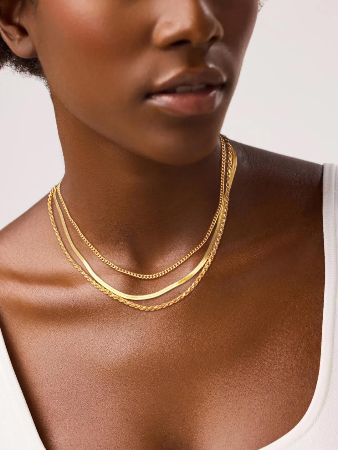 14K Gold/Sterling Silver Layered Necklace Set - Stackable Pendants (Pearl/Cross/Disc) & Chains (Cuban/Paperclip/Snake)
