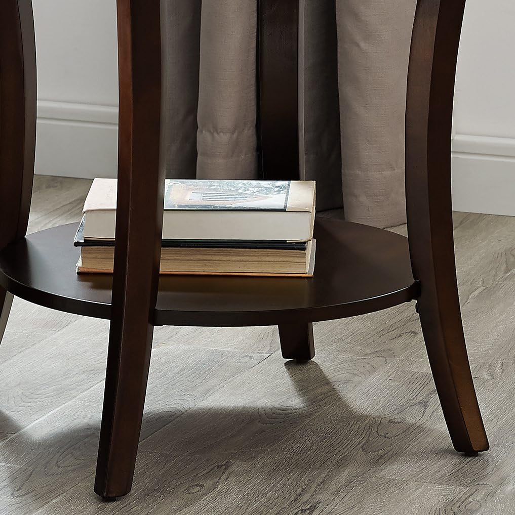 Retro mini coffee table-Perth Contemporary Round End Table with Shelf, Espresso