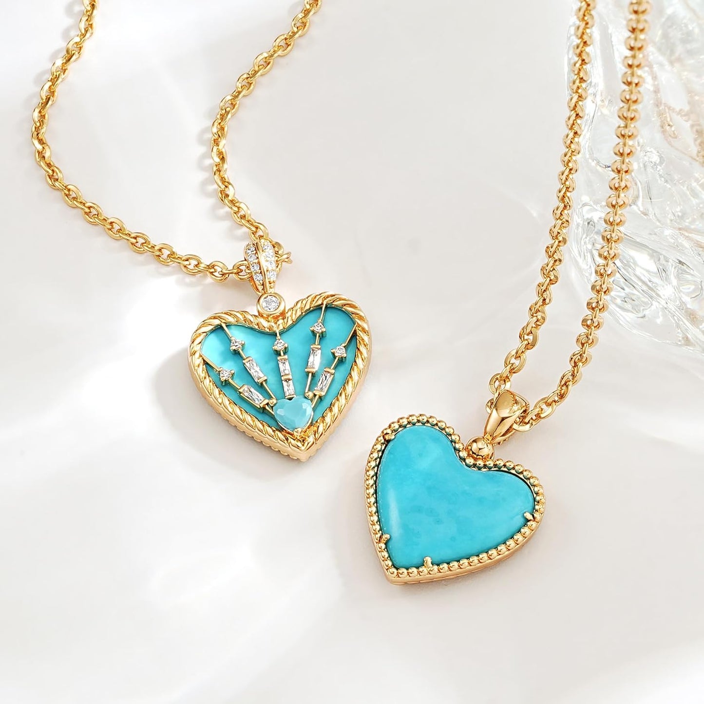 14K Gold Double-Sided Heart Necklace - Valentine's Gift for Wife/Mom, Dainty Gold Jewelry