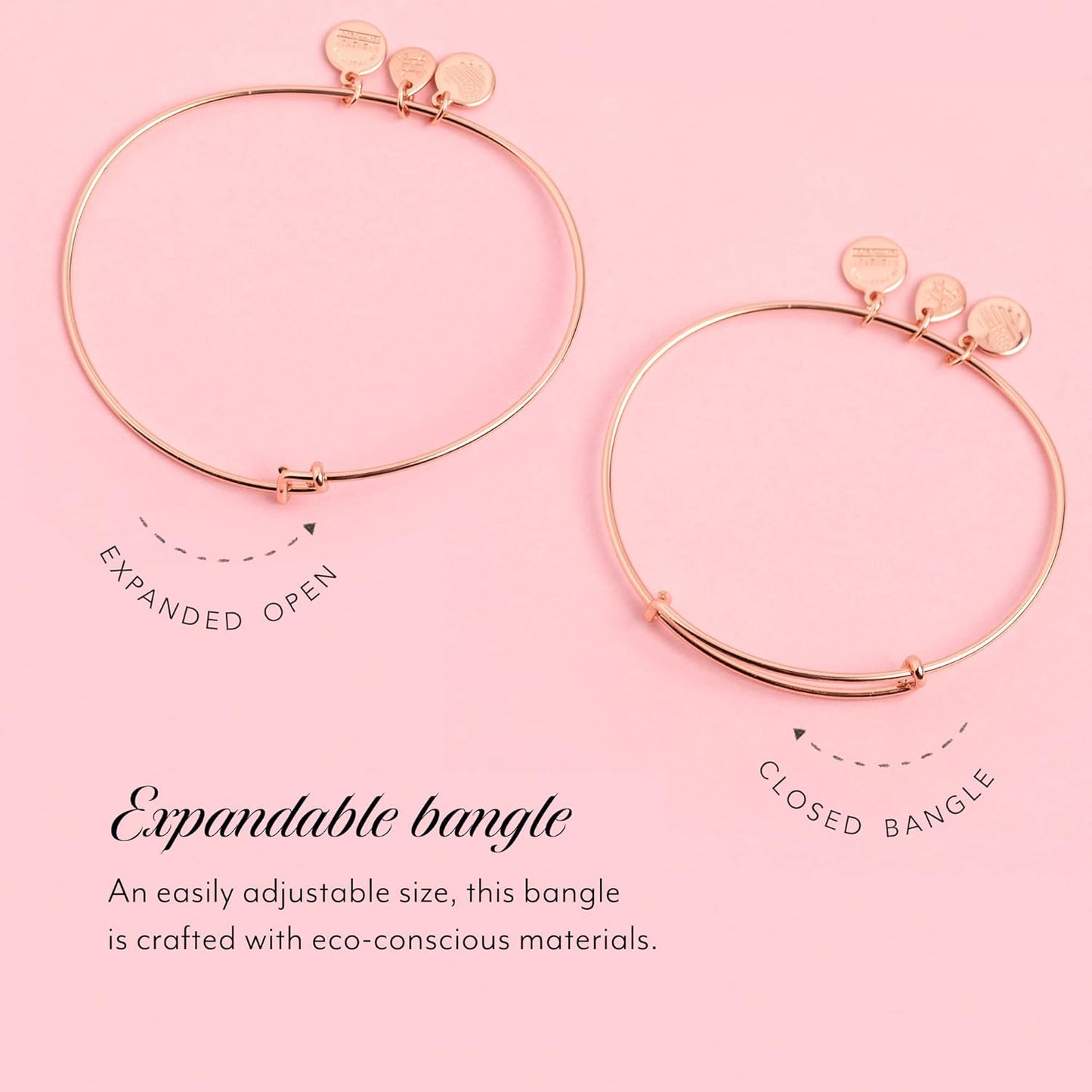 Alex and Ani Expandable Bangle for Women, Initials A to Z Letter Charms, Shiny Finish, 2 to 3.5 in