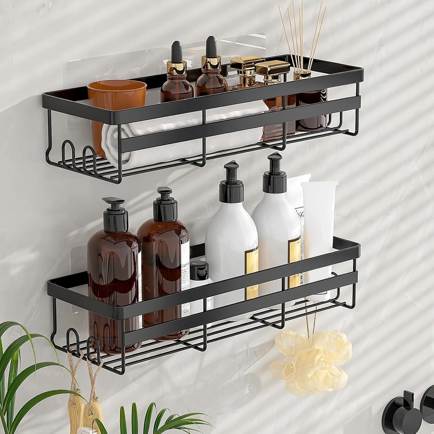 Shower Caddies 2 Pack - Adhesive Hanging Shower Shelf , No Drilling Stainless Shower Shelves