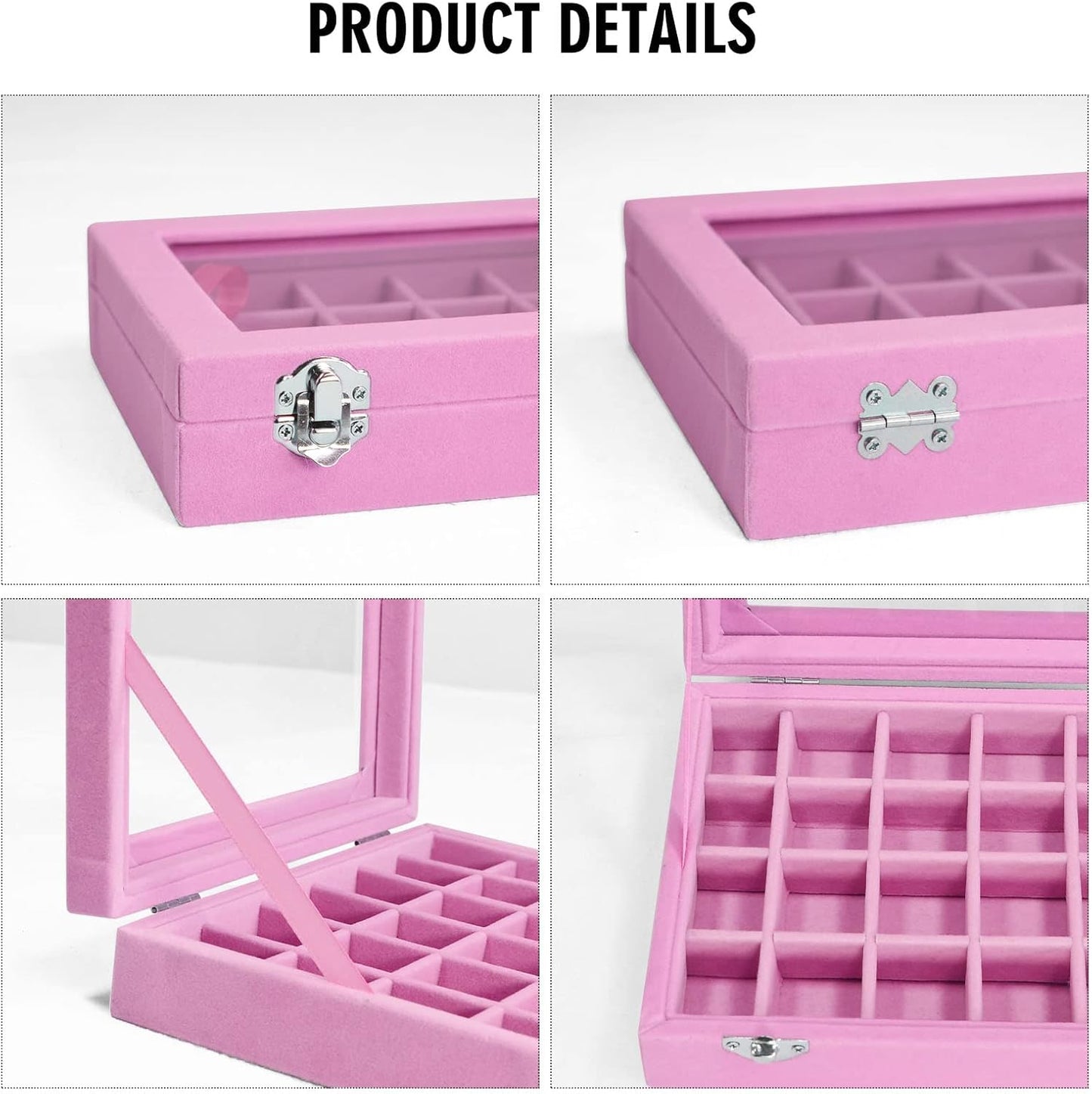Jewelry Box 24 Grid Jewelry Ring Display Organiser Box Tray Holder Earrings Storage Case
