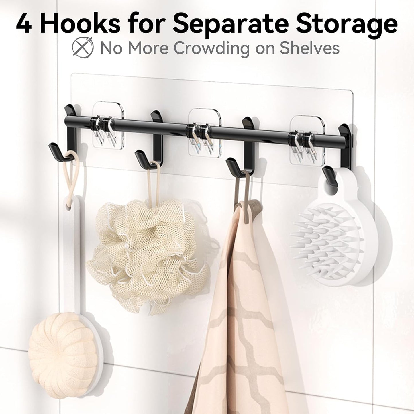 Shower Caddy, No Drilling 6 Pack Large Capacity Bathroom Shelves for Kitchen & Home Decor
